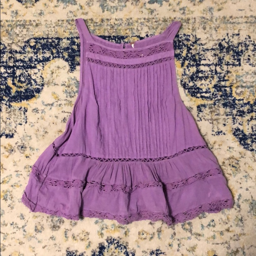 Free People lacy tank with button up back details